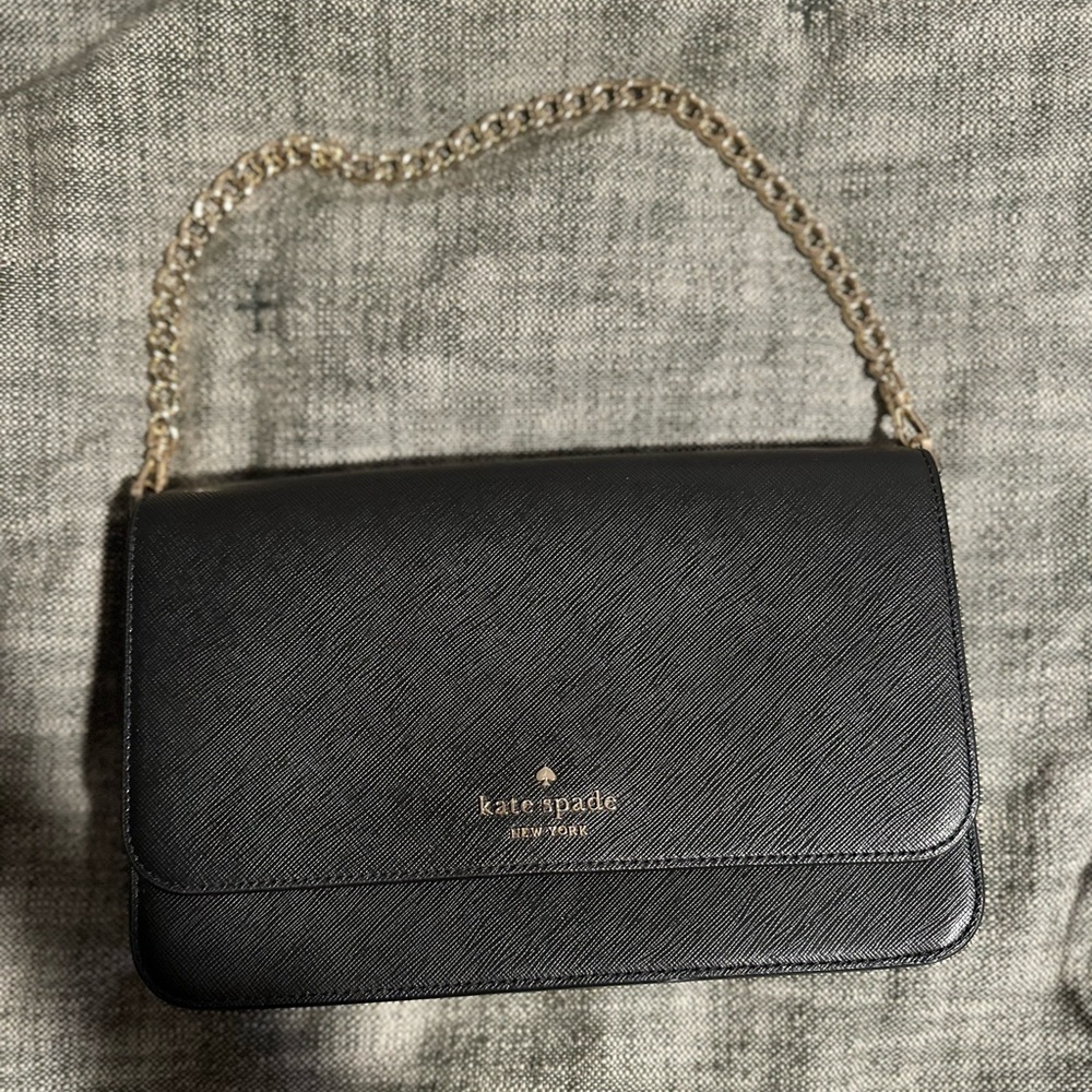 Kate Spade Black Shoulder Bag with Gold Chain